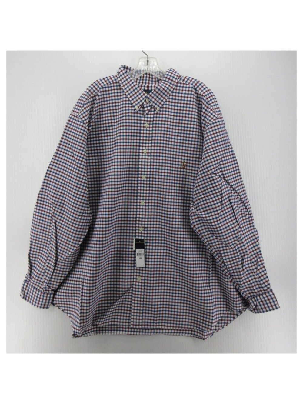 Ralph Lauren Shirt 3XB Big Bue Oxford Cloth OCBD Gingham Plaid Flesh Pony